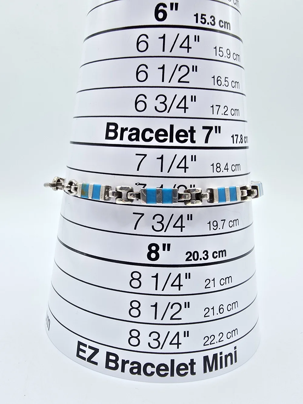 VTG Sterling Silver Turquoise Inlay Link Bracelet 7.5" Southwestern Zuni Style - Picture 9 of 10
